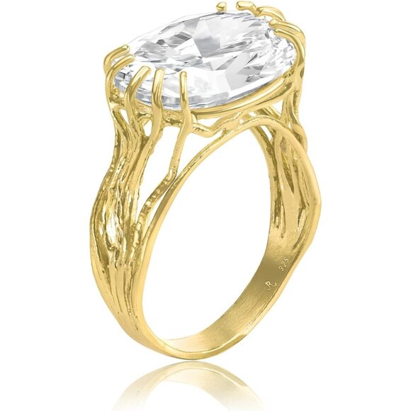 Women's 14K Gold Over Sterling Silver Statement Rings With 7.75 TCW Morganite - Picture 1 of 8